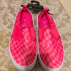 Stylish Pink Checkered Slip-On Loafers